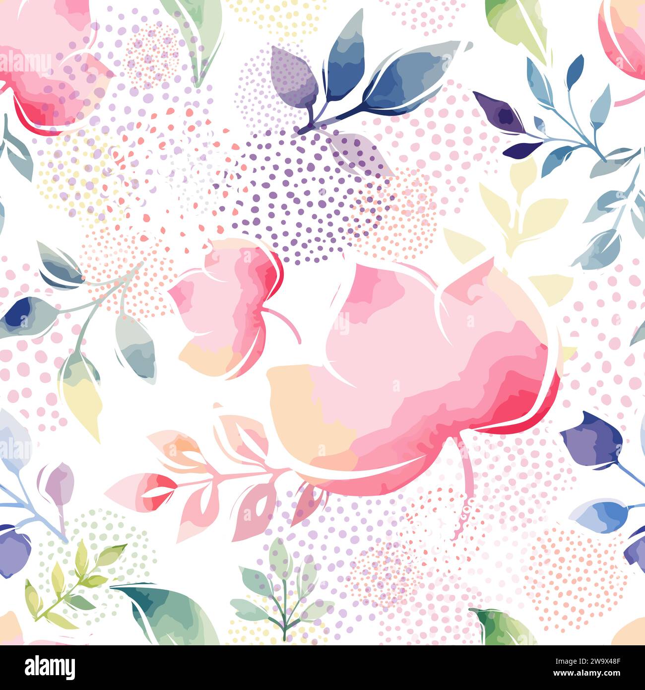 Pink watercolor flowers seamless pattern. hand drawing. Not AI, Vector ...