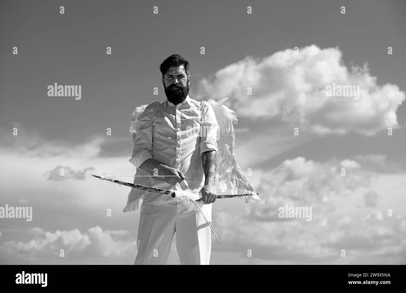 Valentin angel with wings. Arrows of love. Valentines day celebration