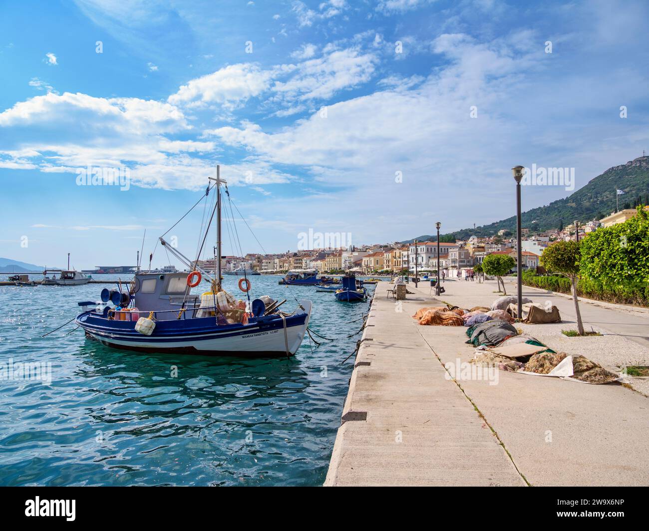 Waterfront of Samos Town, Samos Island, North Aegean, Greece Stock Photo