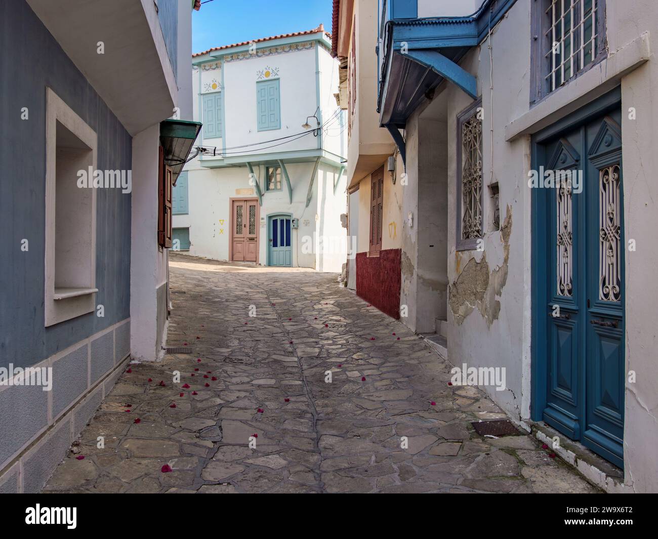 Street of Ano Vathy, Samos Town, Samos Island, North Aegean, Greece Stock Photo