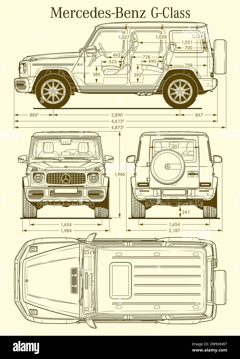 Mercedes G Class 2023 car blueprint Stock Vector Image & Art - Alamy