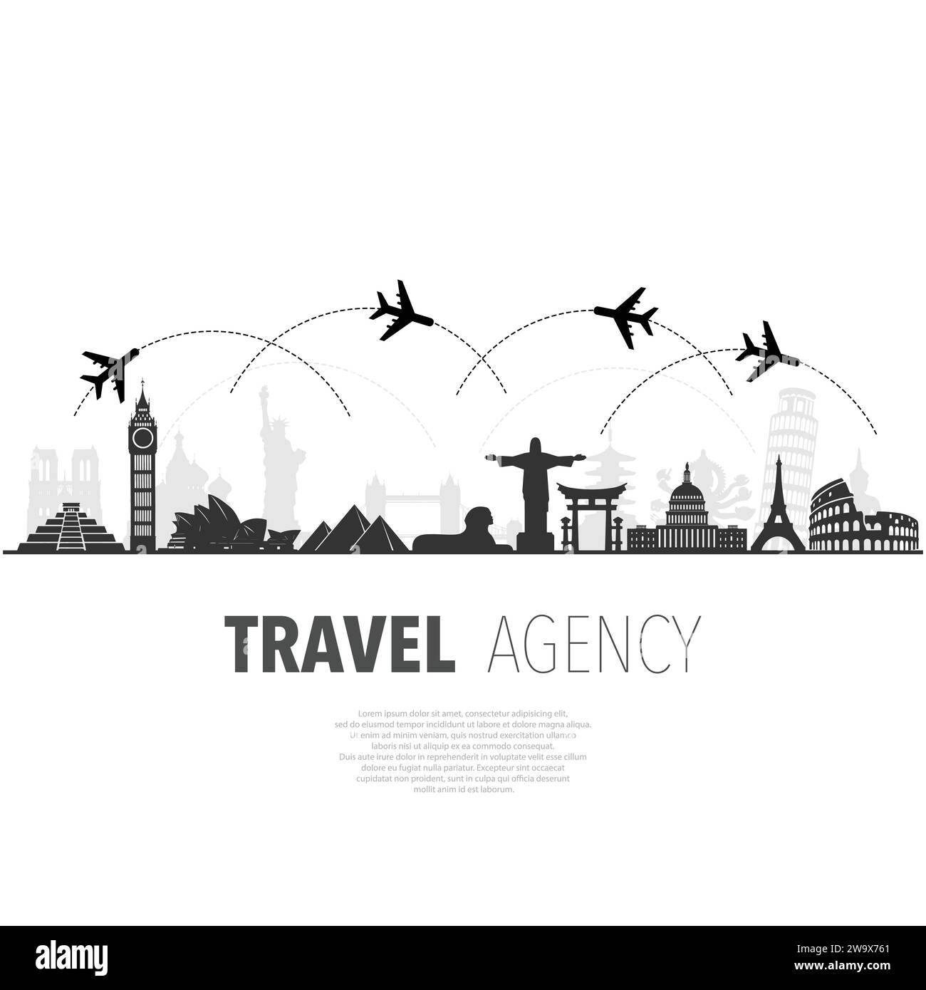 World sights travel agency banner Stock Vector