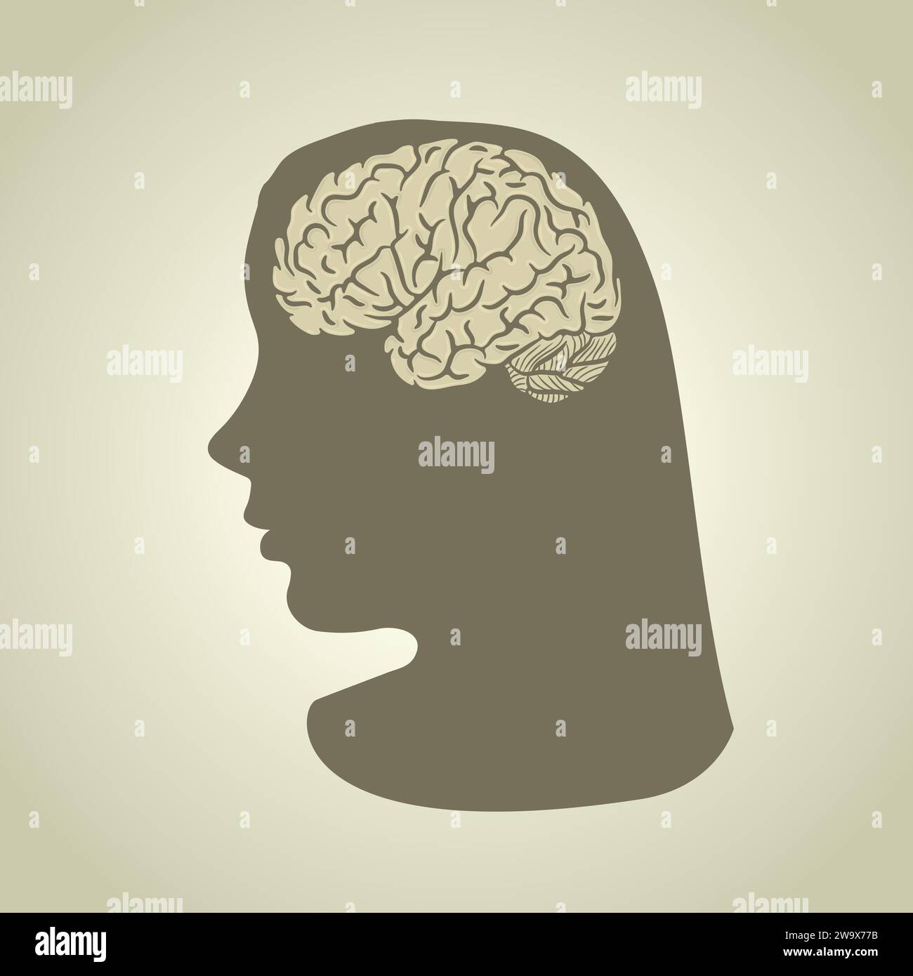 Woman brain silhouette head Stock Vector Images - Alamy