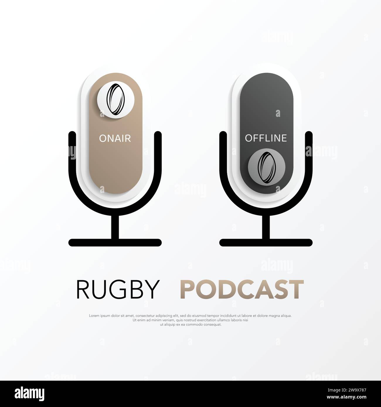 Microphone podcast rugby Stock Vector