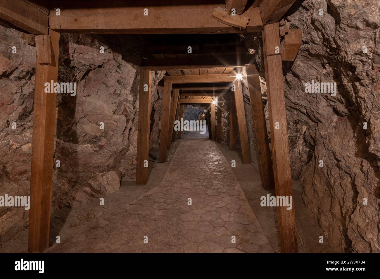 Tunnel inside the Hull Mine, Castle Dome, Arizona Stock Photo