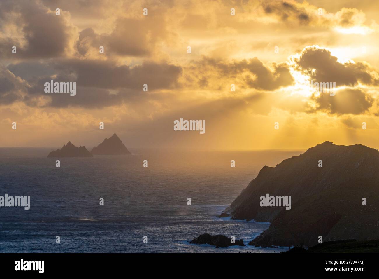 Skellig Michael island, from above Portmagee, Ireland Stock Photo