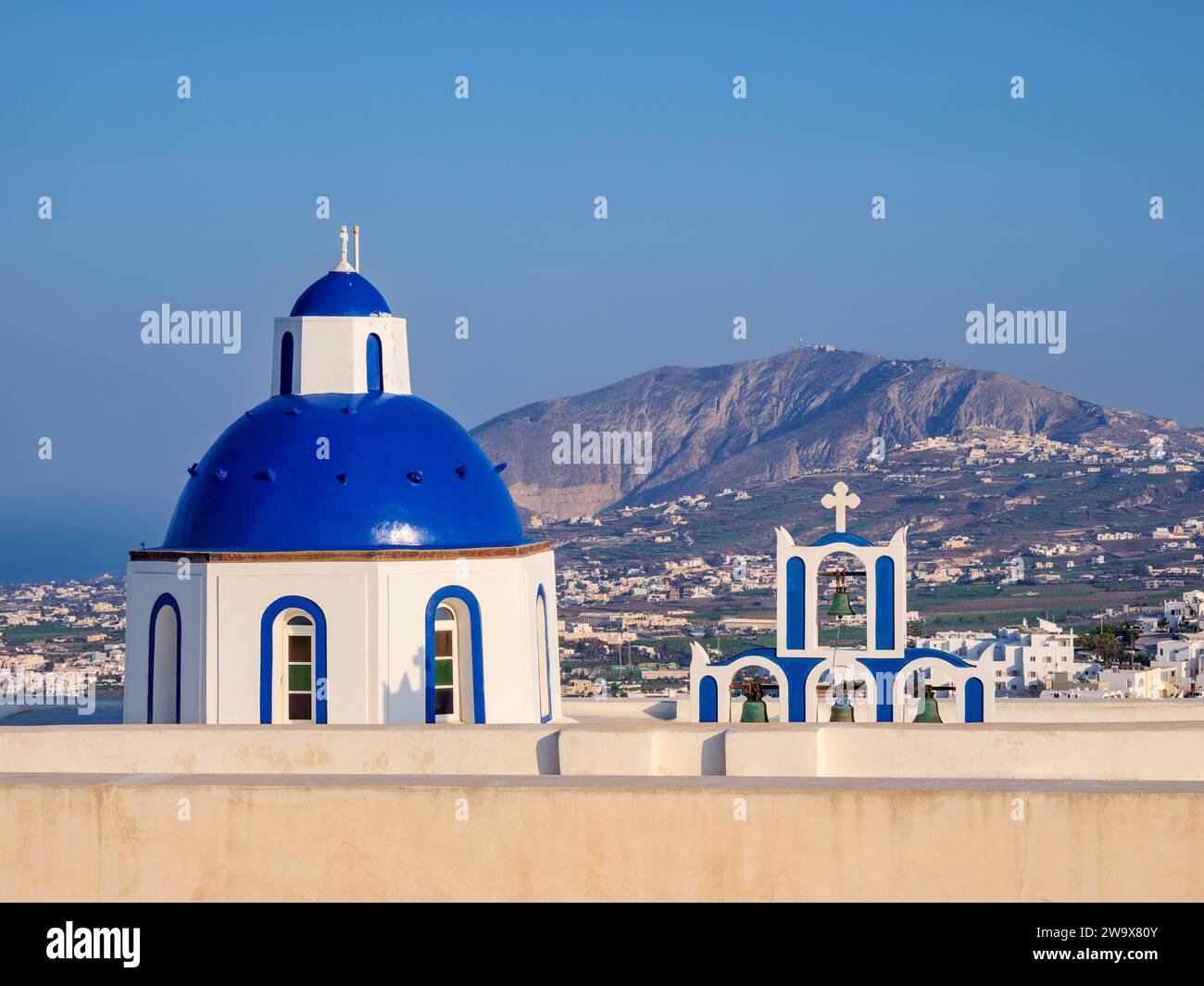 Saint Nikolaos Holy Convent, Imerovigli, Santorini or Thira Island, Cyclades, Greece Stock Photo