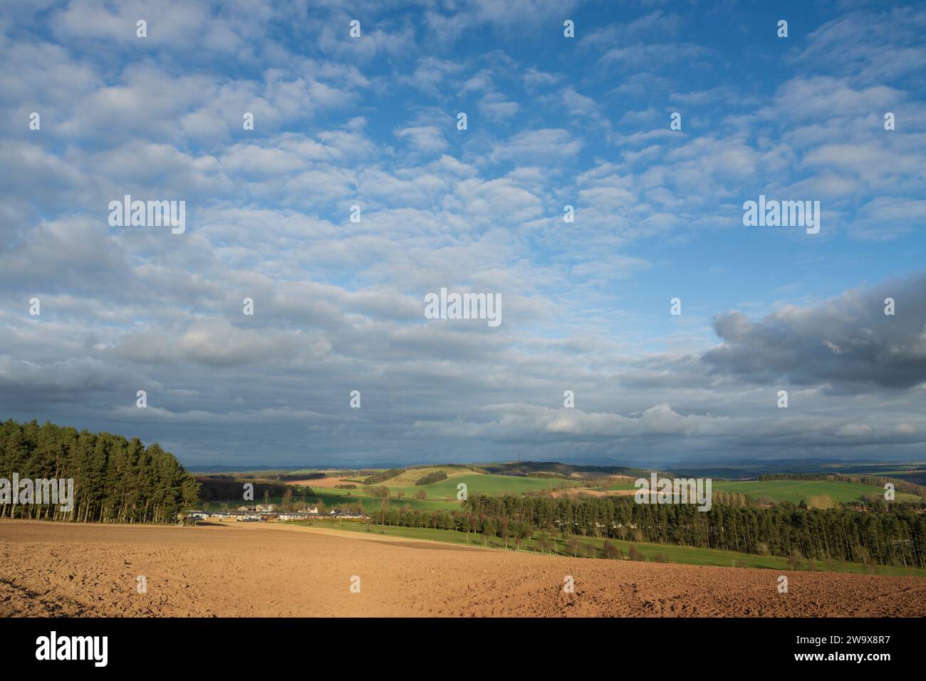 View from Lilliardsedge, Scottish Borders towards Penielheugh Stock Photo