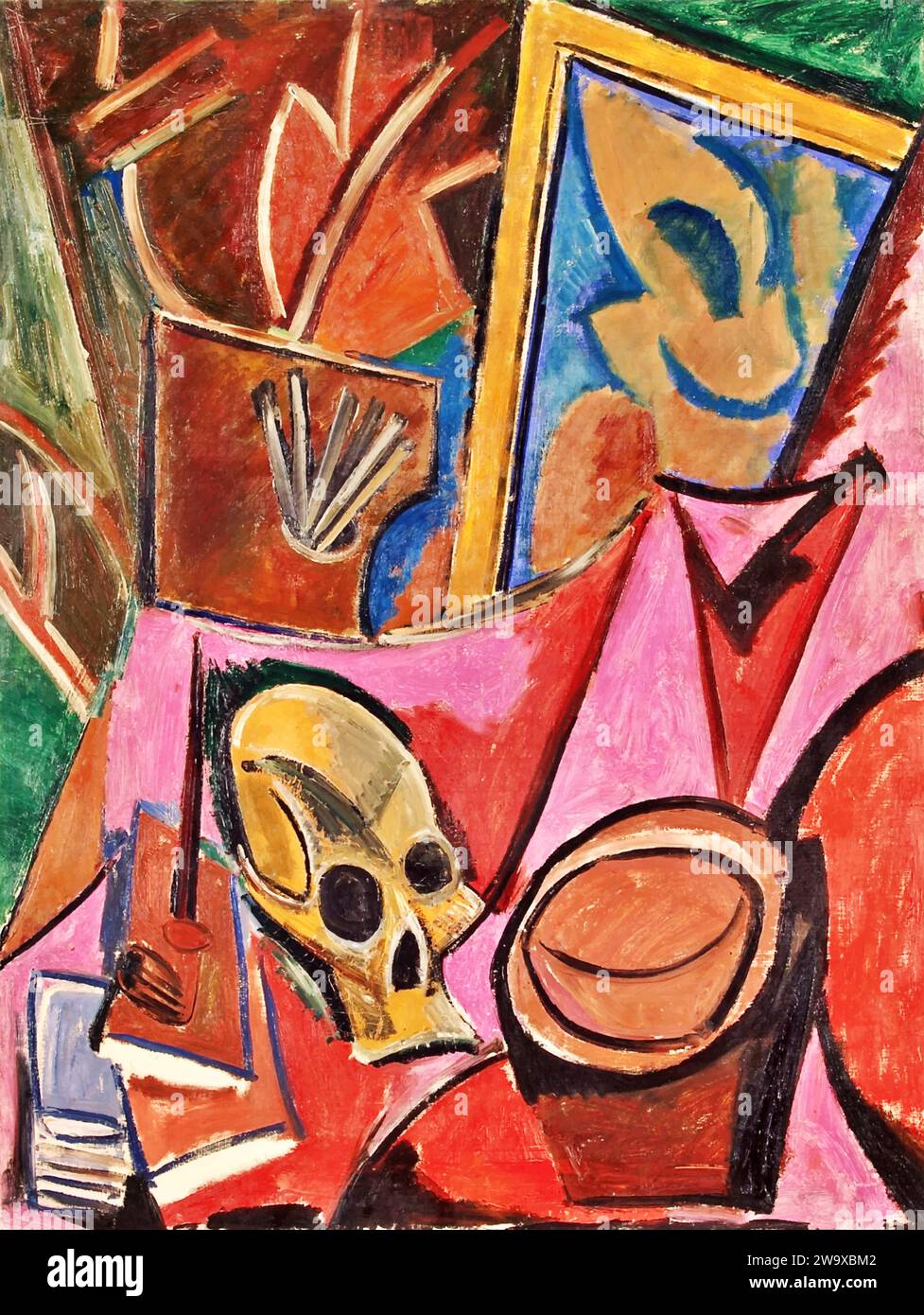 Composition with Skull, 1908 (Painting) by Artist Picasso, Pablo (1881-1973) Spanish. Stock Vector