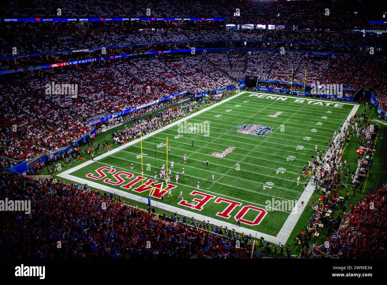 Atlanta, GA, USA. 30th Dec, 2023. Mississippi quarterback Jaxson Dart (2) celebrates his