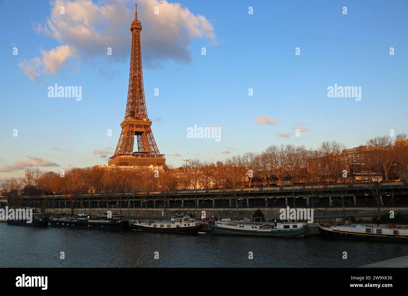 Eiffel tower at sunset - Paris Stock Photo