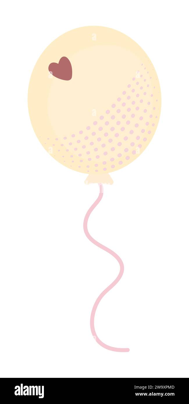 Cute Yellow Rubber Helium Balloon With A Rope Festive Vector Color