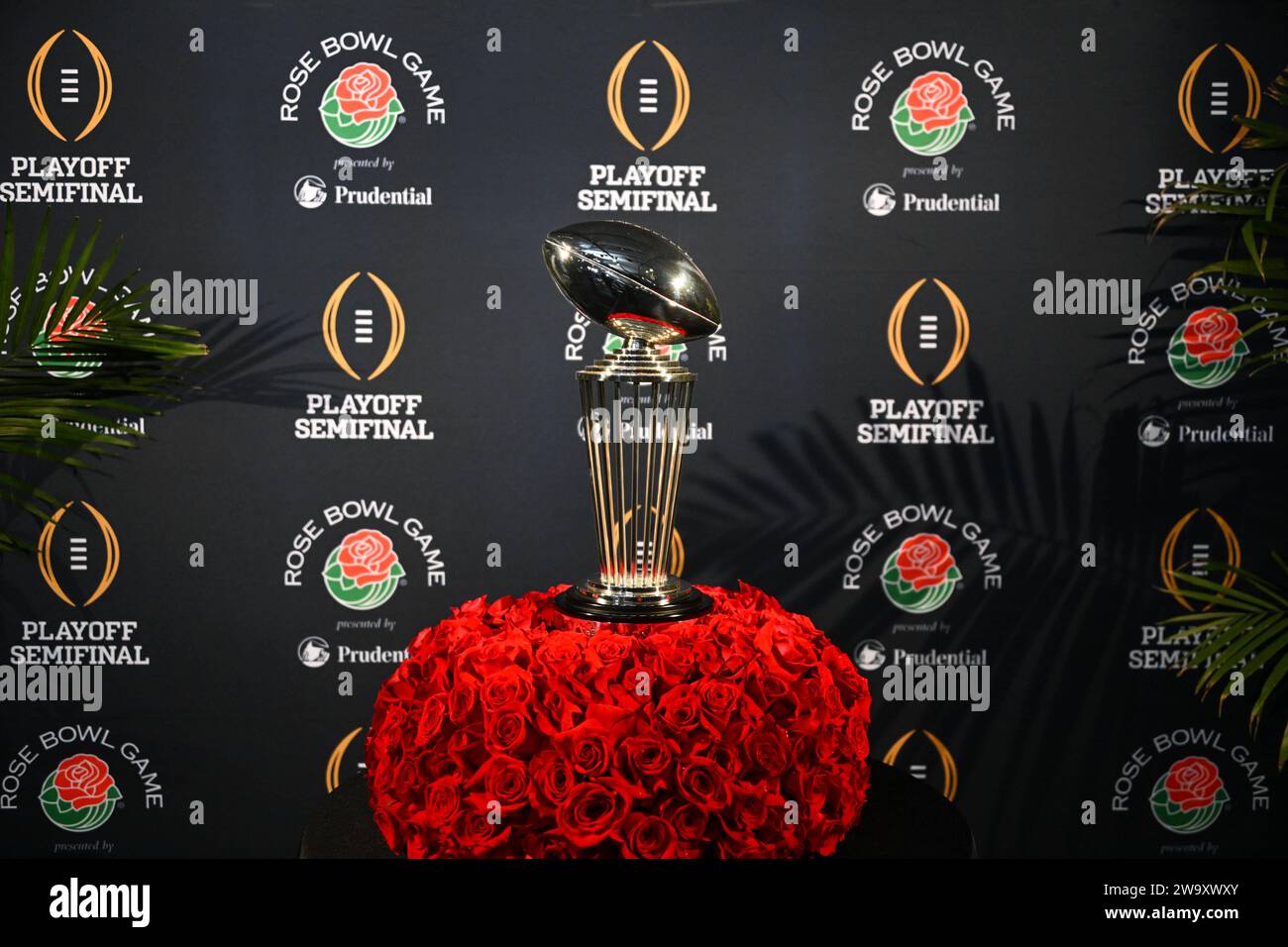 The Rose Bowl Trophy during Rose Bowl media day, Saturday, Dec. 30