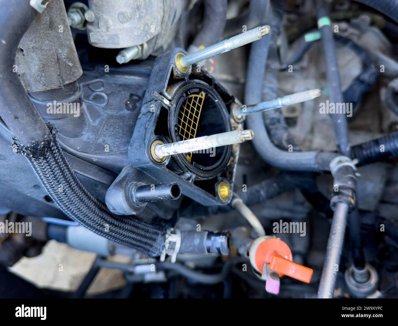 Close up of old air throttle or Butterfly valve for controlling air ...