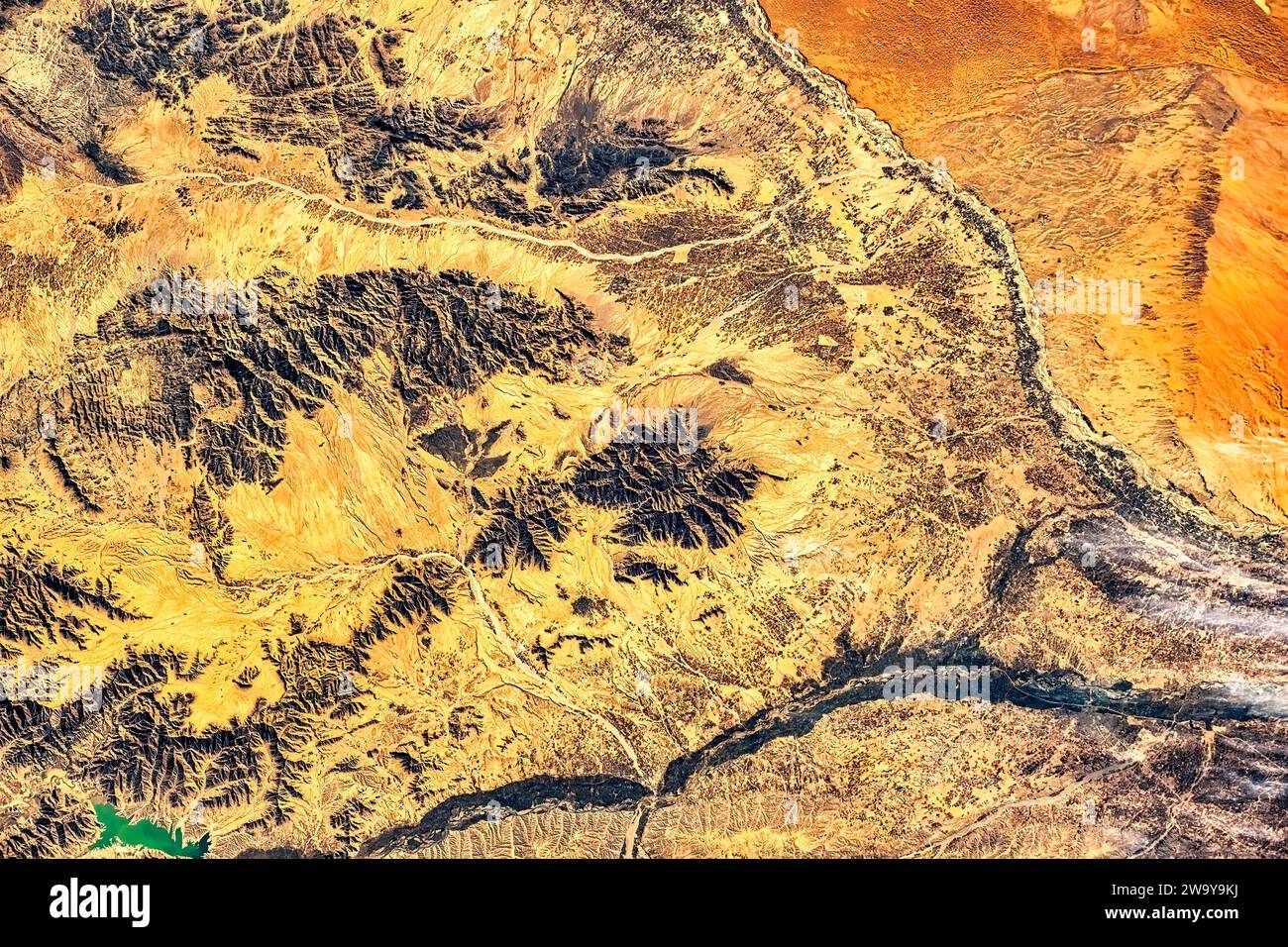 The beauty of Desert Land in Afghanistan. Digital enhancement of a NASA image. Stock Photo