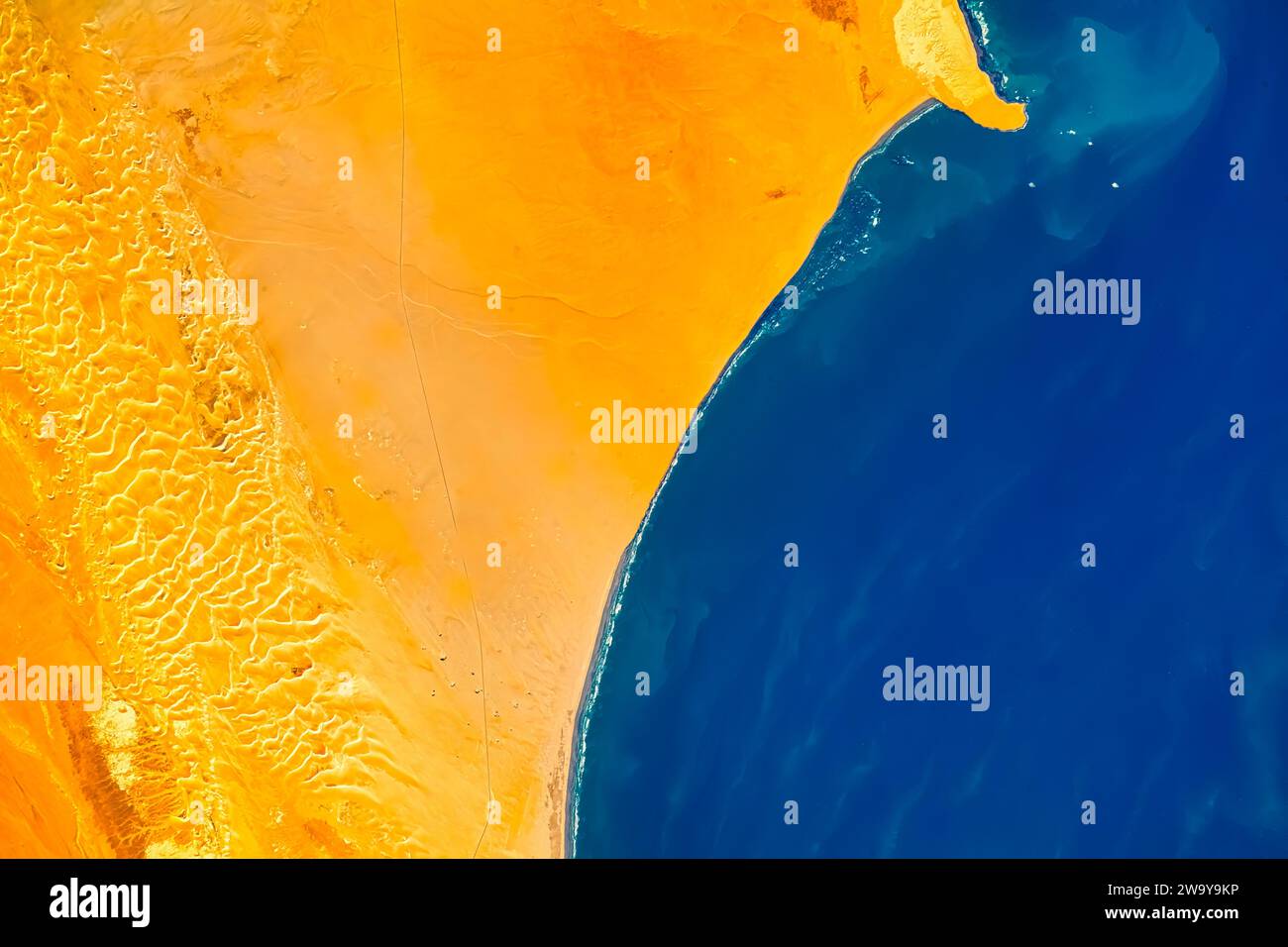 Coastal feature in Western Sahara. Digital enhancement of a NASA image. Stock Photo