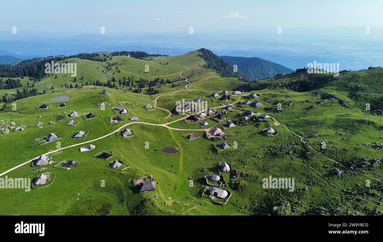 drone photo velika planina slovenia europe Stock Photo