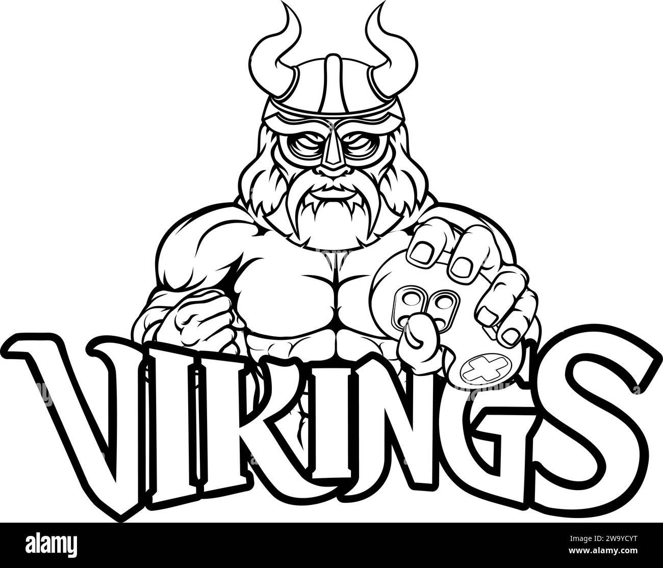 Viking Gamer Gladiator Warrior Controller Mascot Stock Vector