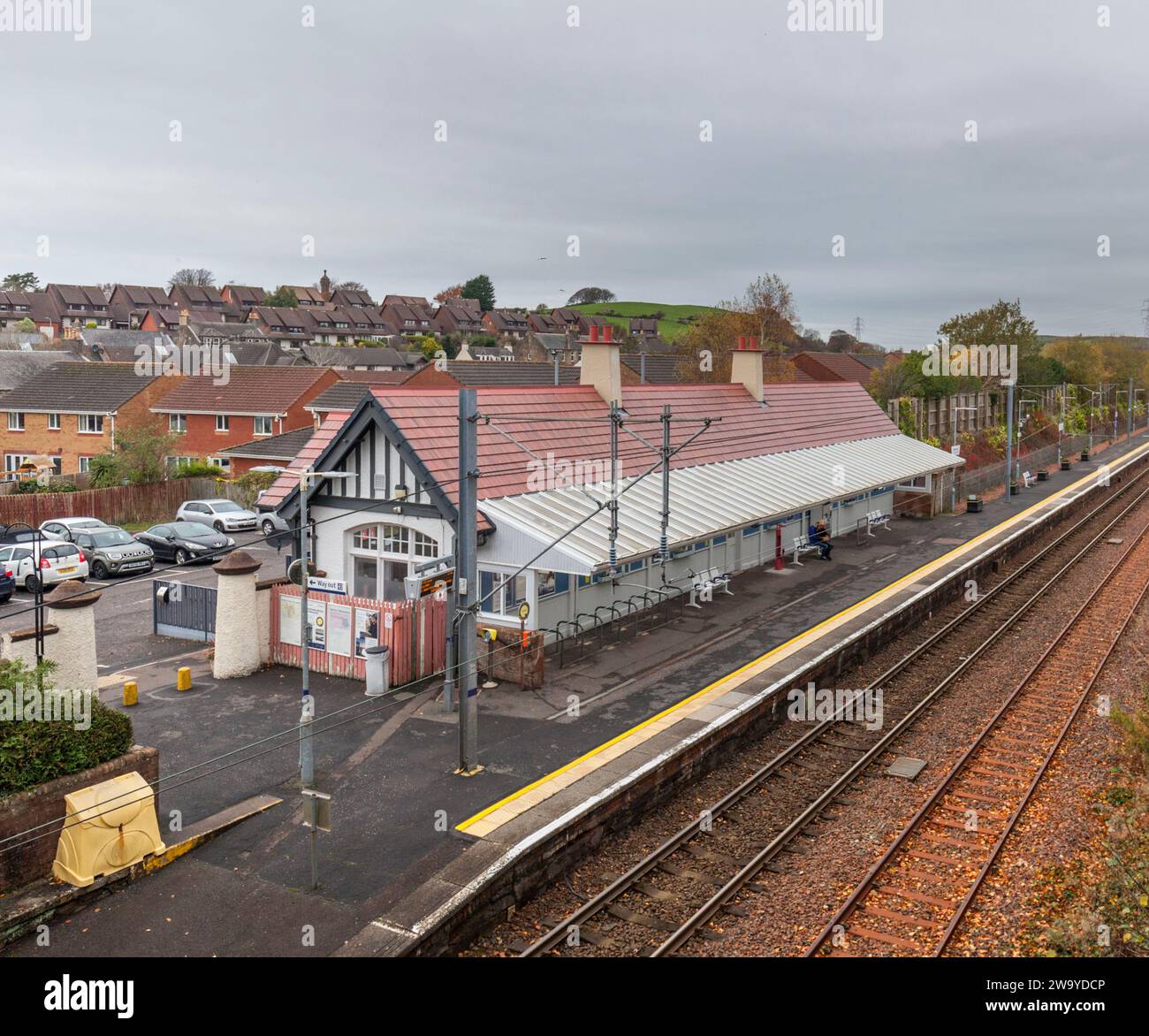 West Kilbride railway station, Ayrshire, Scotland, UK without passengers or any people Stock Photo