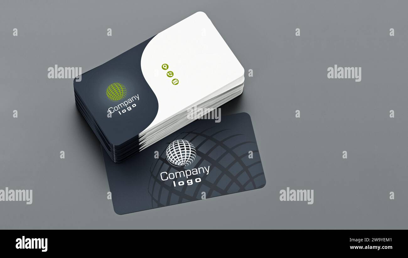 Business card back and front with generic info. 3D illustration Stock ...