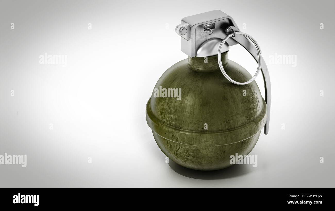 Hand grenade isolated on white background. 3D illustration Stock Photo ...