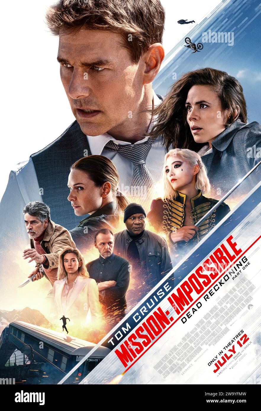 Mission: Impossible - Dead Reckoning Part One (2023) directed by Christopher McQuarrie and starring Tom Cruise, Hayley Atwell and Ving Rhames. Ethan Hunt and his IMF team must track down a dangerous weapon before it falls into the wrong hands. US one sheet poster ***EDITORIAL USE ONLY***. Credit: BFA / Paramount Pictures Stock Photo