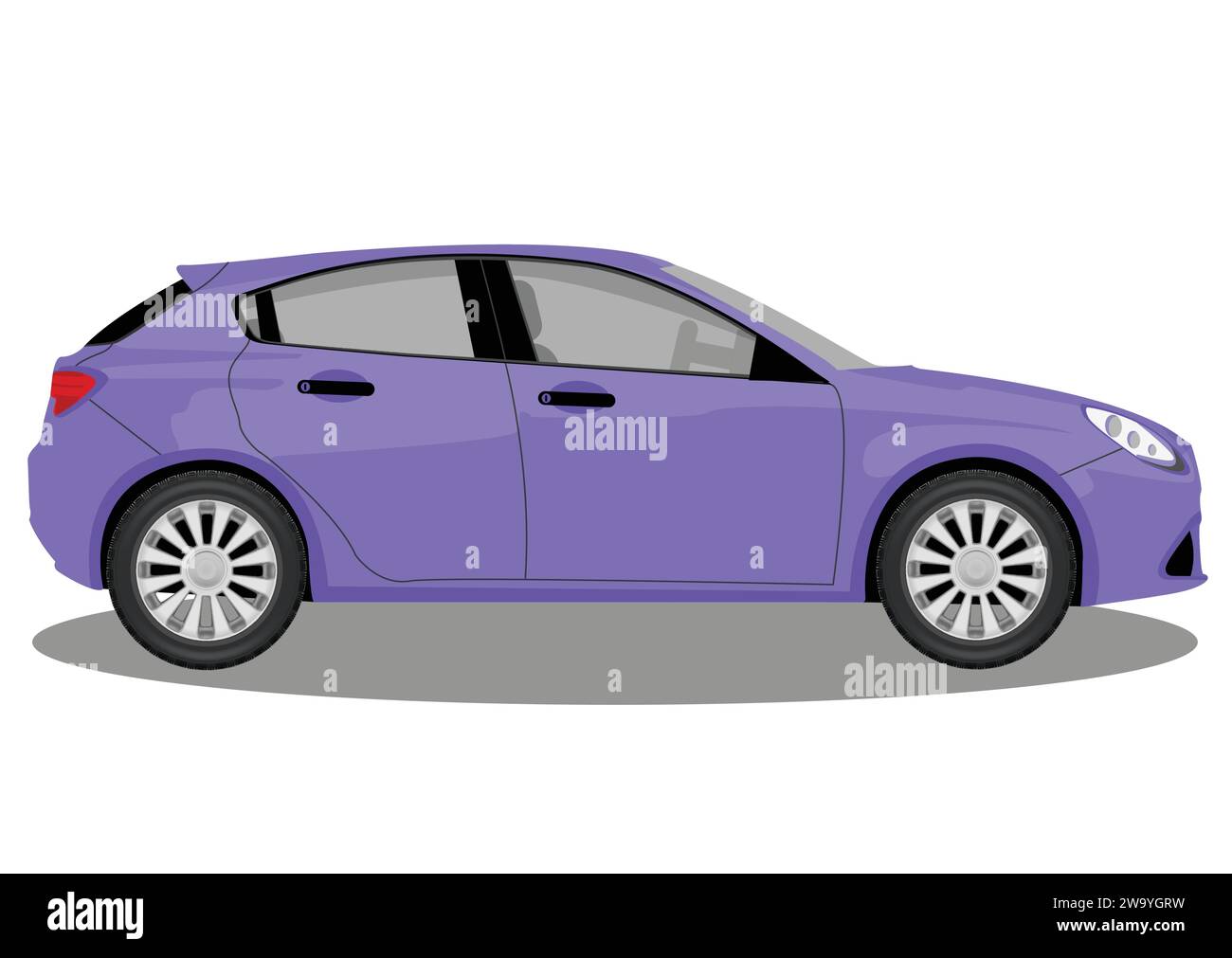 Purple hatchback car isolated on white vector Stock Vector