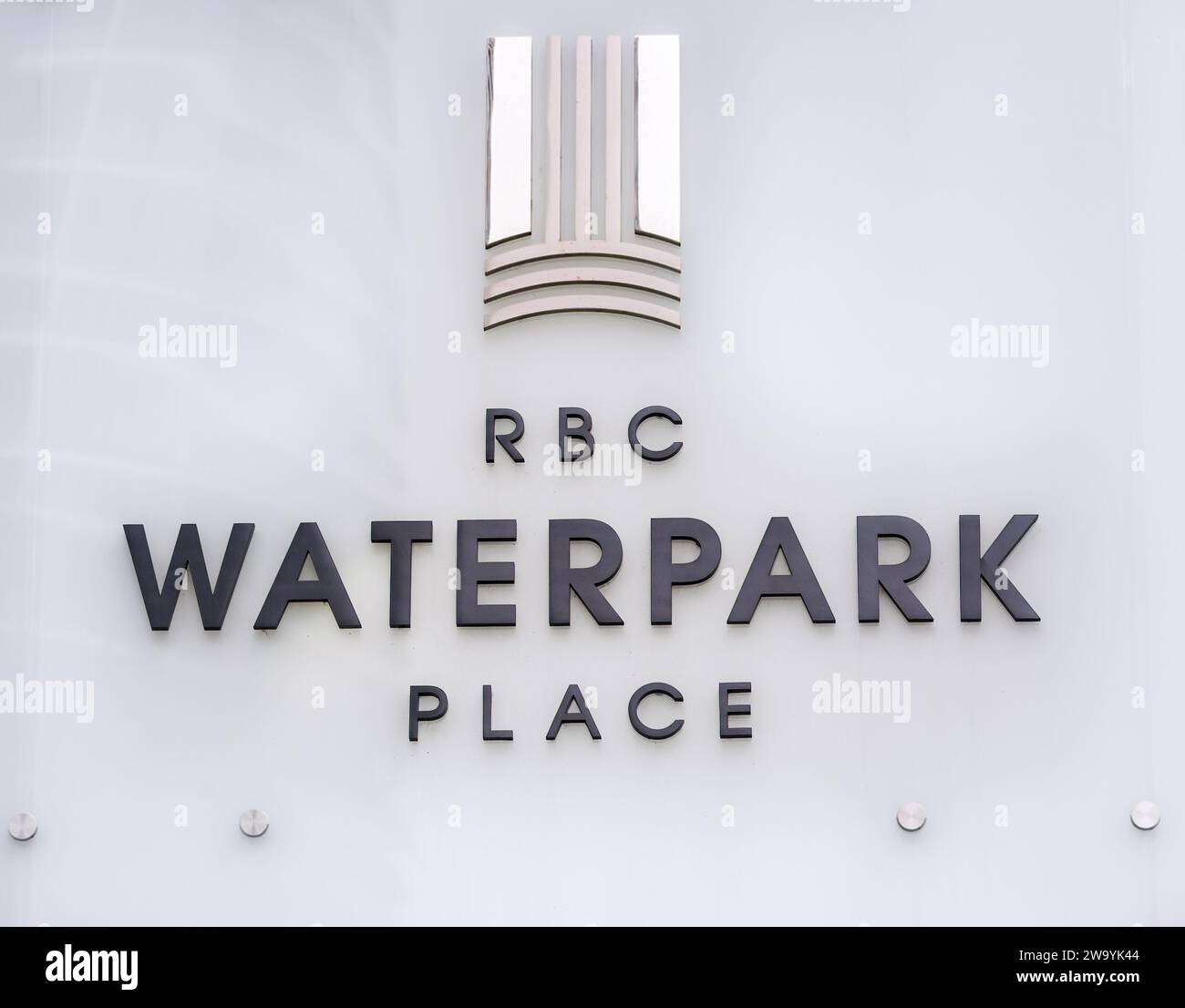 Toronto, Ontario, Canada-January 6, 2020:  Signage of the RBC Waterpark Place Stock Photo