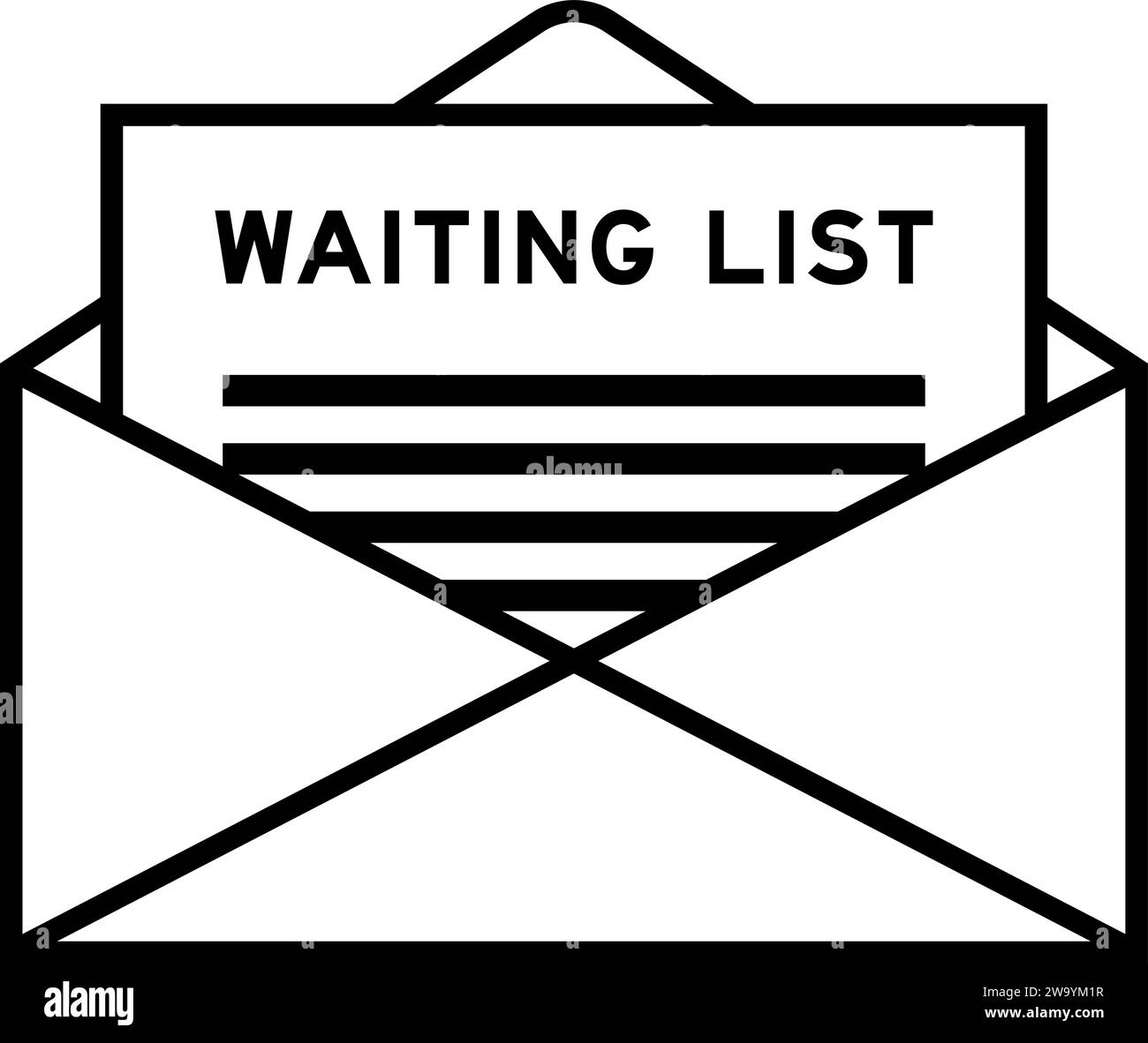 Envelope and letter sign with word waiting list as the headline Stock Vector
