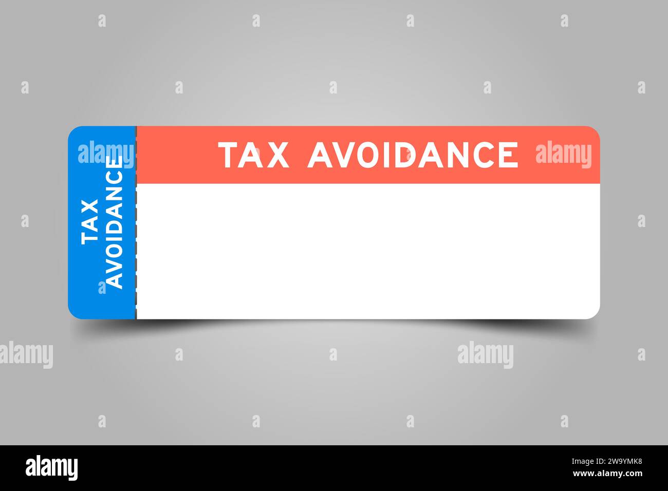 Blue and orange color ticket with word tax avoidance and white copy space Stock Vector