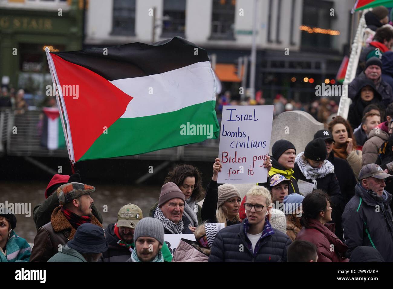 Supporters of the Ireland-Palestine Solidarity Campaign take part in