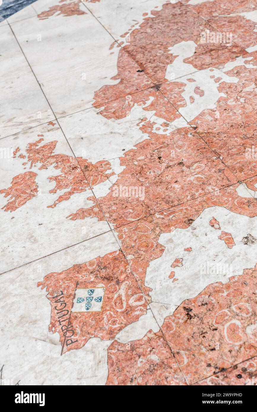 Lisboa, Portugal - July 22 2016: Detail from the Padrao dos Descobrimentos square and the Rosa-dos-Ventos. Stock Photo