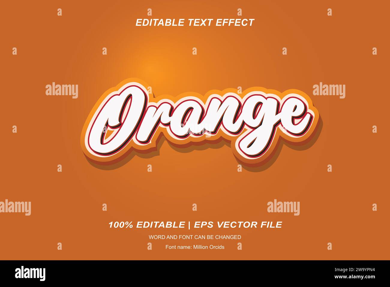 Orange text style effect 3d editable vector design Stock Vector