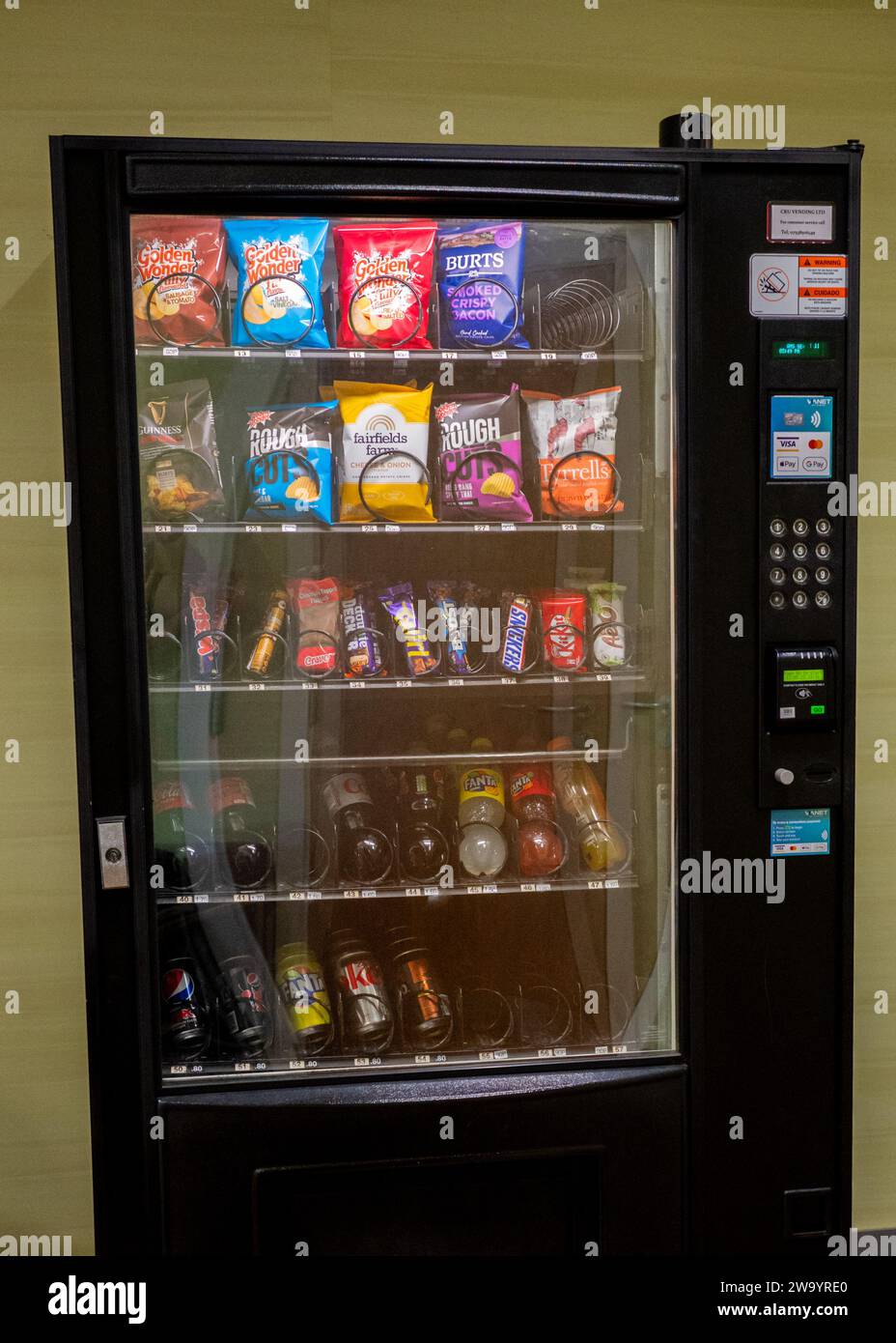 Newcastle UK: 13th May 2023. Engligh vending machine selling British snacks sweets and drinks Stock Photo