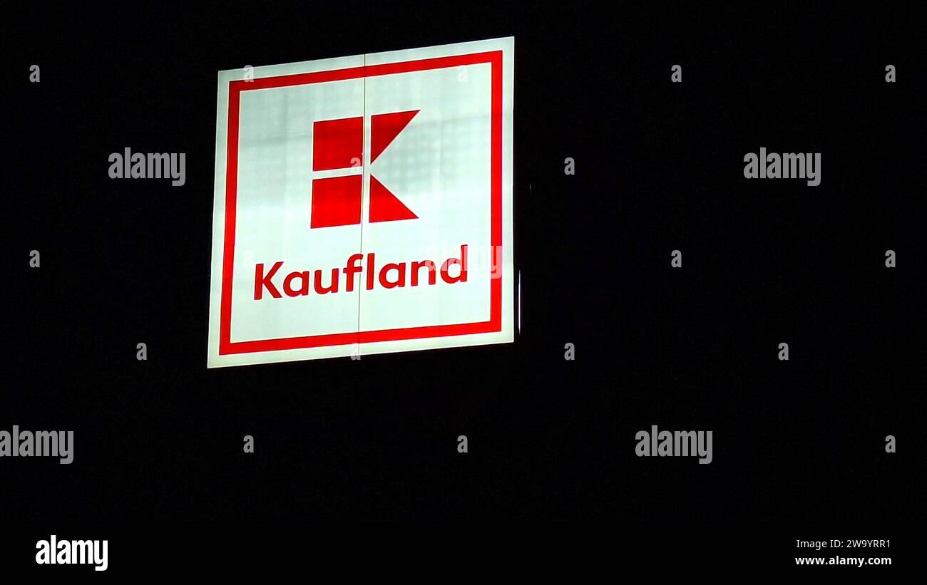 Kaufland logo on hypermarket from German chain, part of Schwartz Gruppe