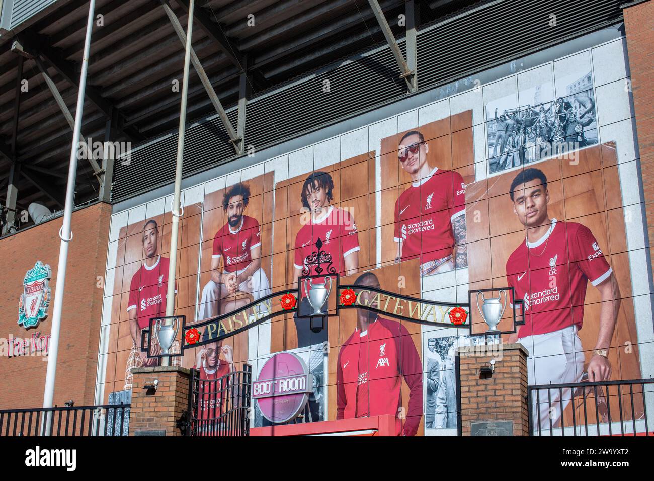 The Paisley gateway at Liverpool FC anfield stadium Liverpool Merseyside UK Stock Photo