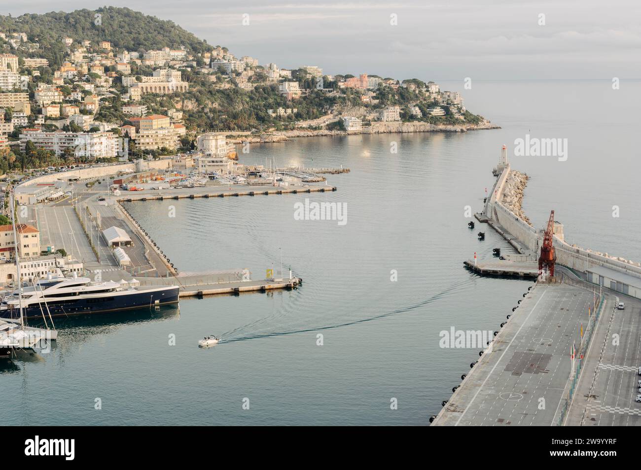 Nice, France. December 29, 2023. View from above of the ancient port of Nice, near Place Garibaldi Stock Photo