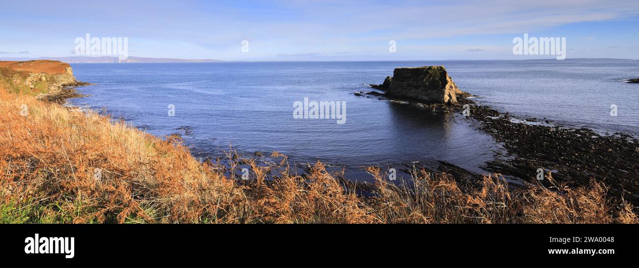 View over the Cleet of Brough rocks, Brough village, Caithness