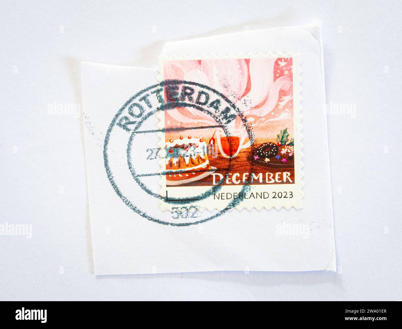 Special Dutch December 2023 postage stamp stamped with 'Rotterdam' Stock Photo