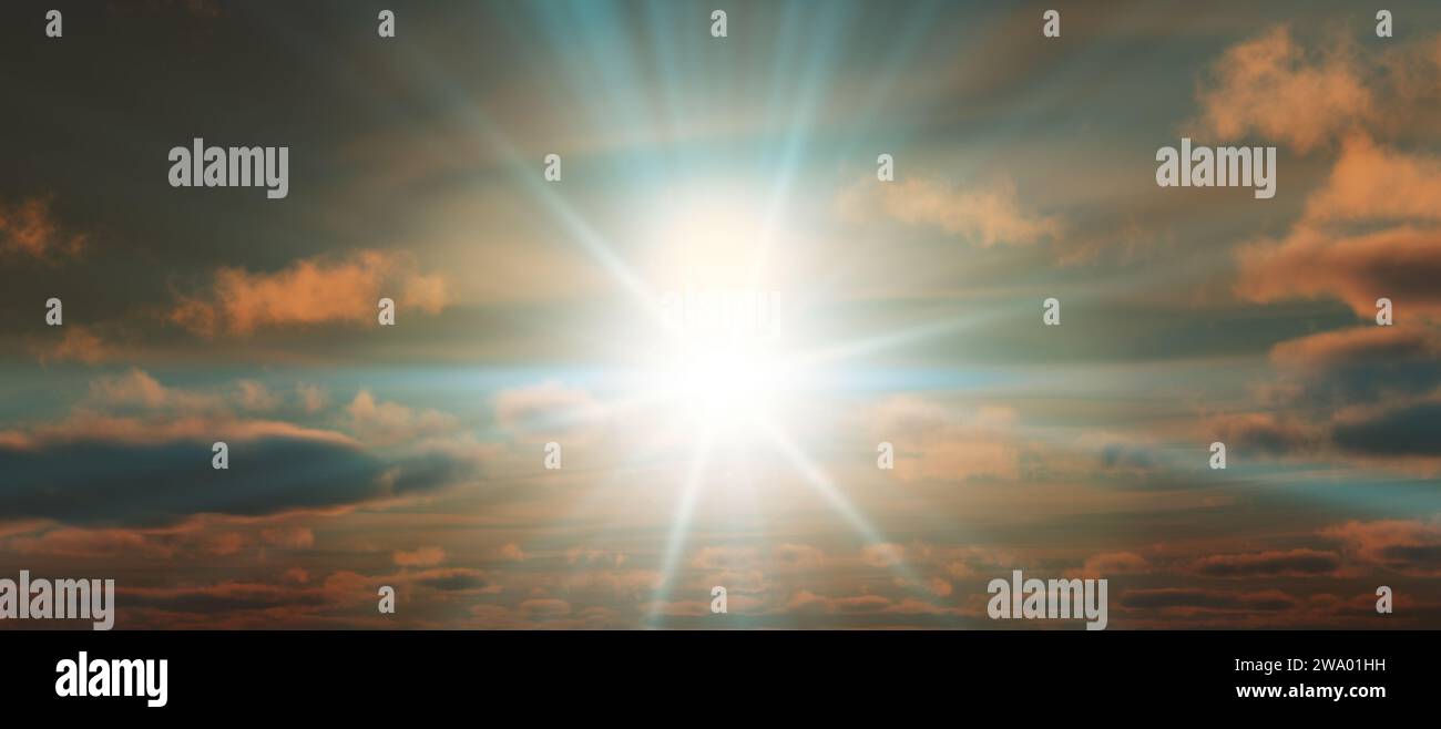 Sunset, sunrise with clouds, light rays and other atmospheric effect ...