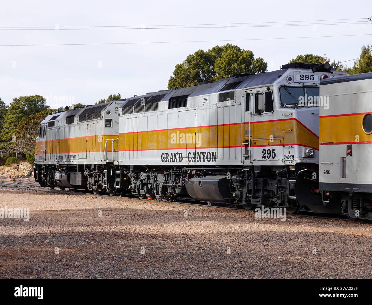 Grand Canyon Railway train engines, south rim of the Grand Canyon depot ...