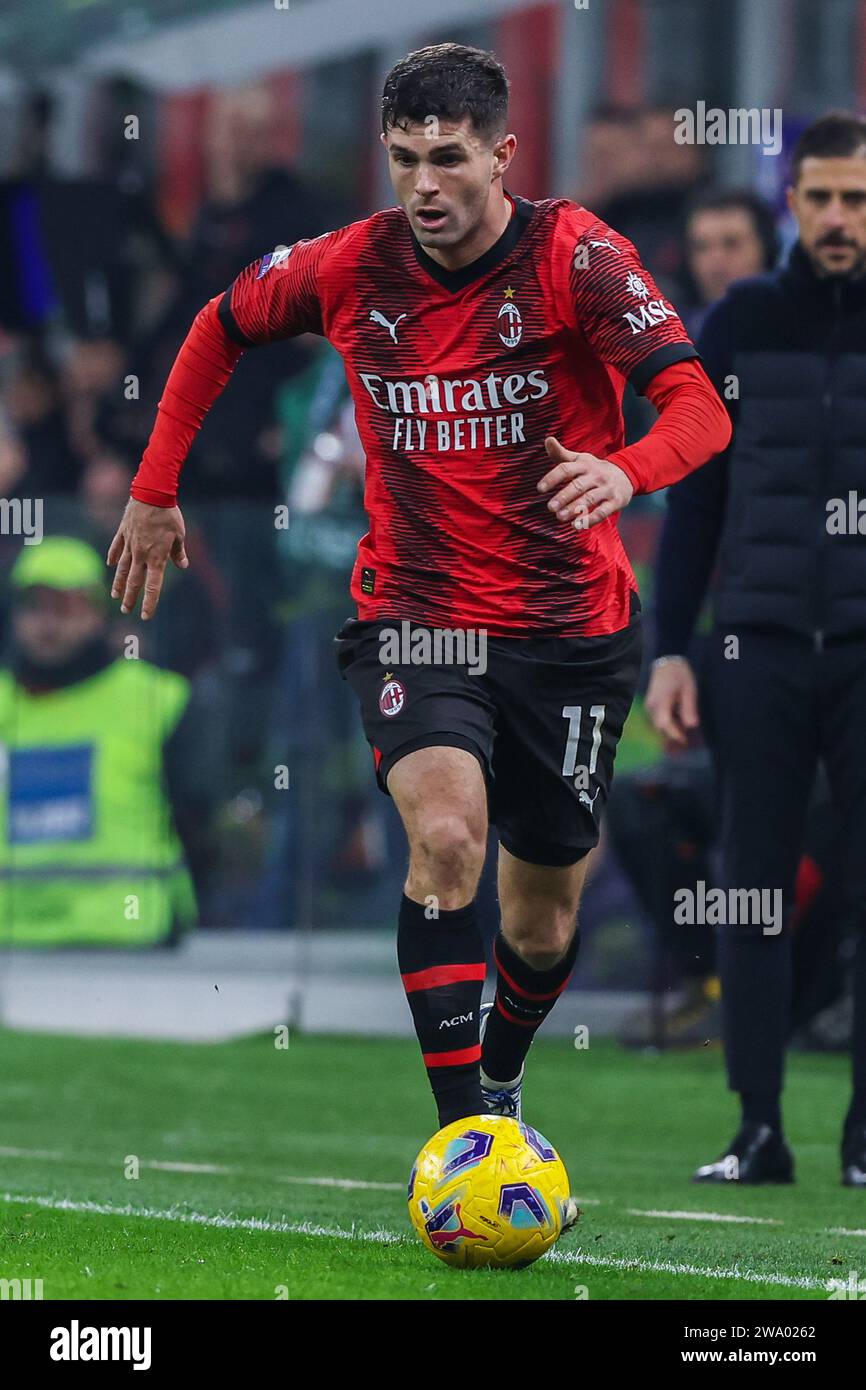 Christian Pulisic Of AC Milan Seen In Action During The Serie A 2023/24 ...