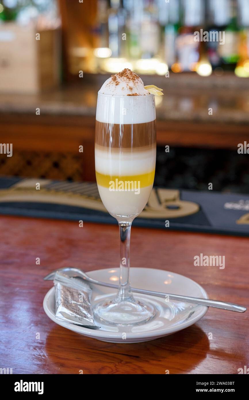Barraquito, an exquisite coffee based alcoholic beverage served in a