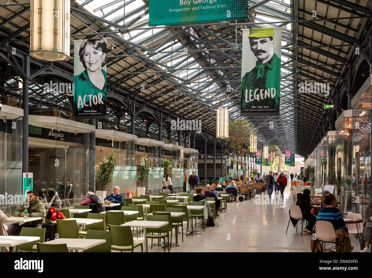 Ireland, Dublin, CHQ building, historic interior of quayside fireproof warehouse, home to EPIC Irish Emigration Museum Stock Photo