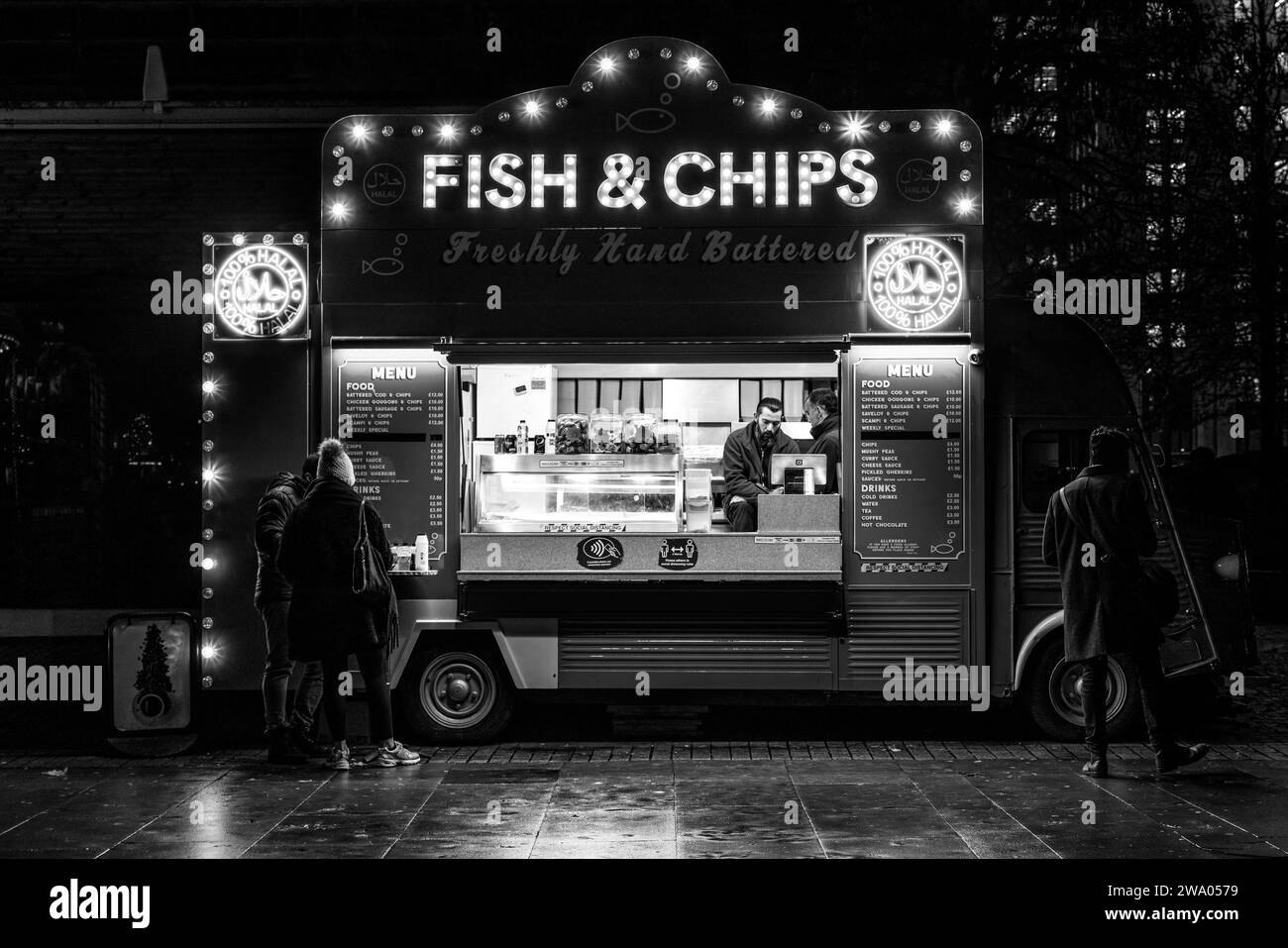 A Mobile Fish and Chip Van On The Southbank, London, Uk Stock Photo