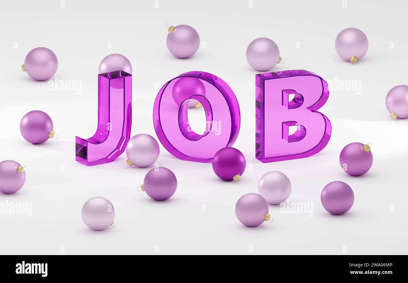 Purple Invisible Work 3d render glass purple sign job on grey background. Simple minimalism ...