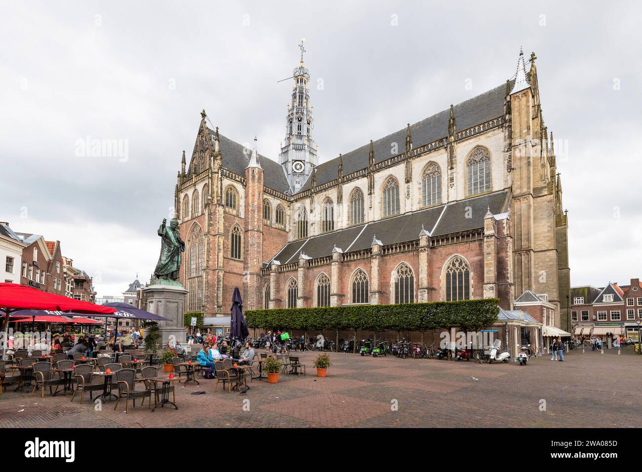 St. Bavo Church or Grote Kerk at Grote Markt square in Haarlem. Stock Photo