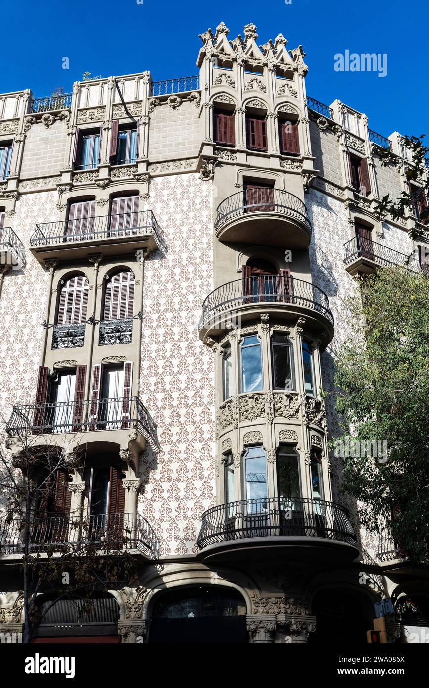 Facade of a Modernist style building in Barcelona, Catalonia, Spain Stock Photo