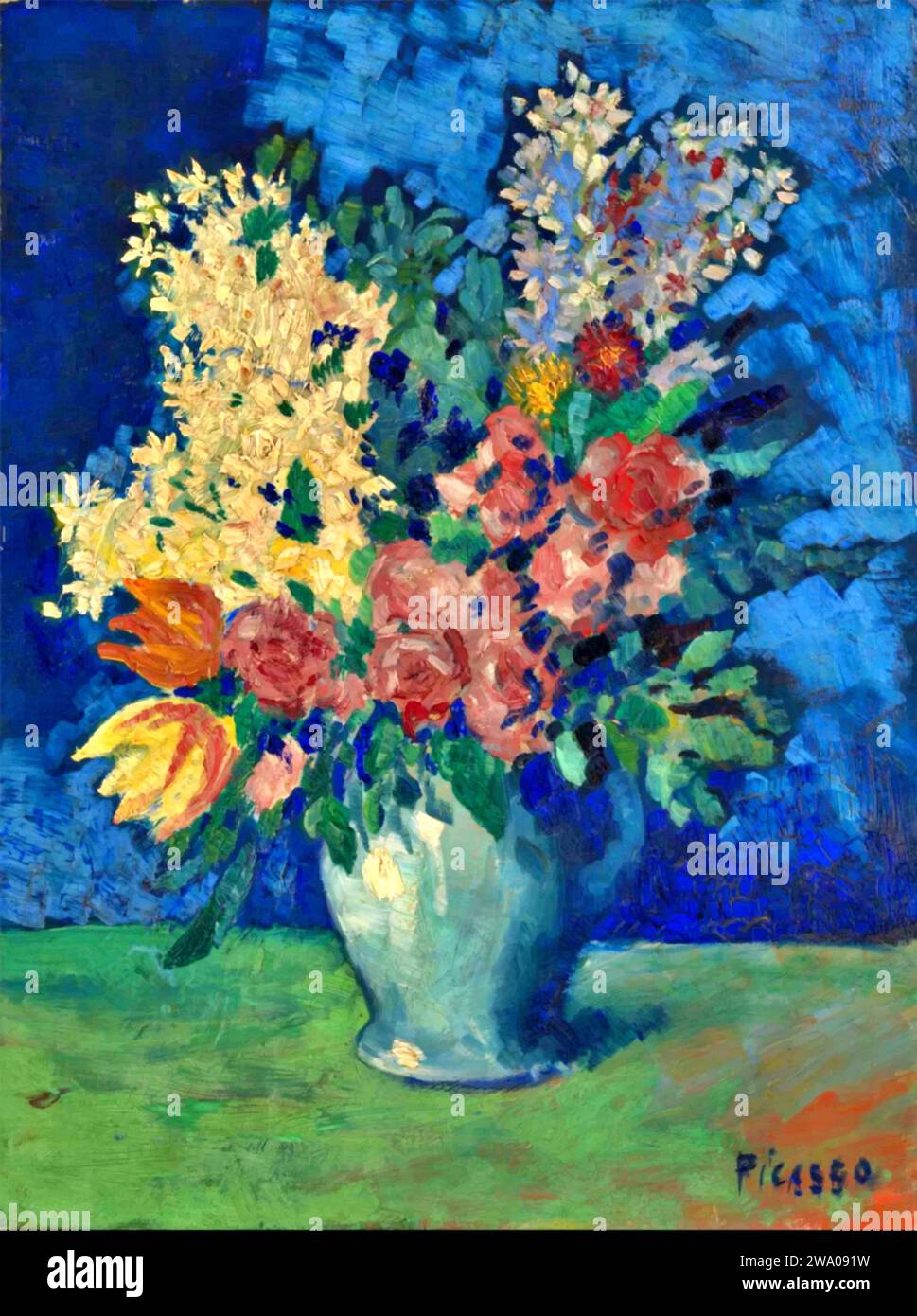 Flowers, 1901 (Painting) by Artist Picasso, Pablo (1881-1973) Spanish. Stock Vector