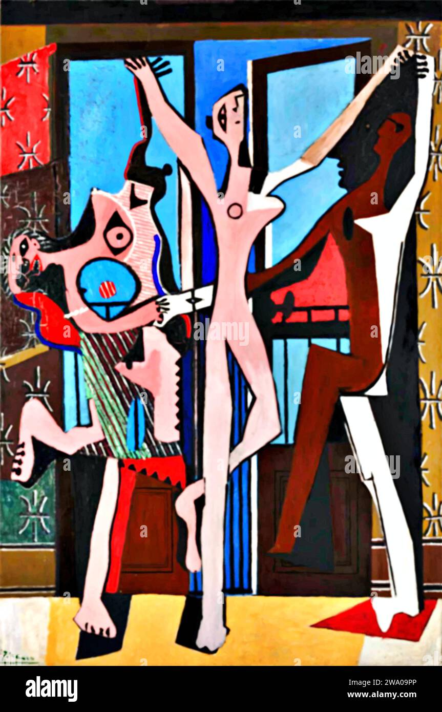 Les Trois Danseuses 1925 (Painting) by Artist Picasso, Pablo (1881-1973) Spanish. Stock Vector